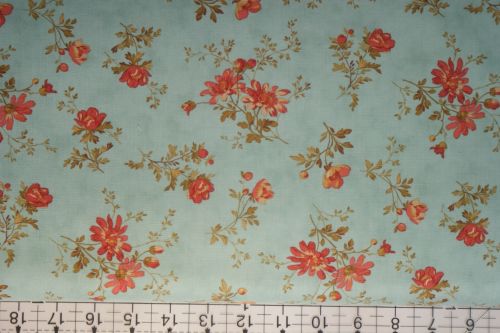 ATELIER MO4405315 RED FLOWERS ON TURQUOISE BY MODA
